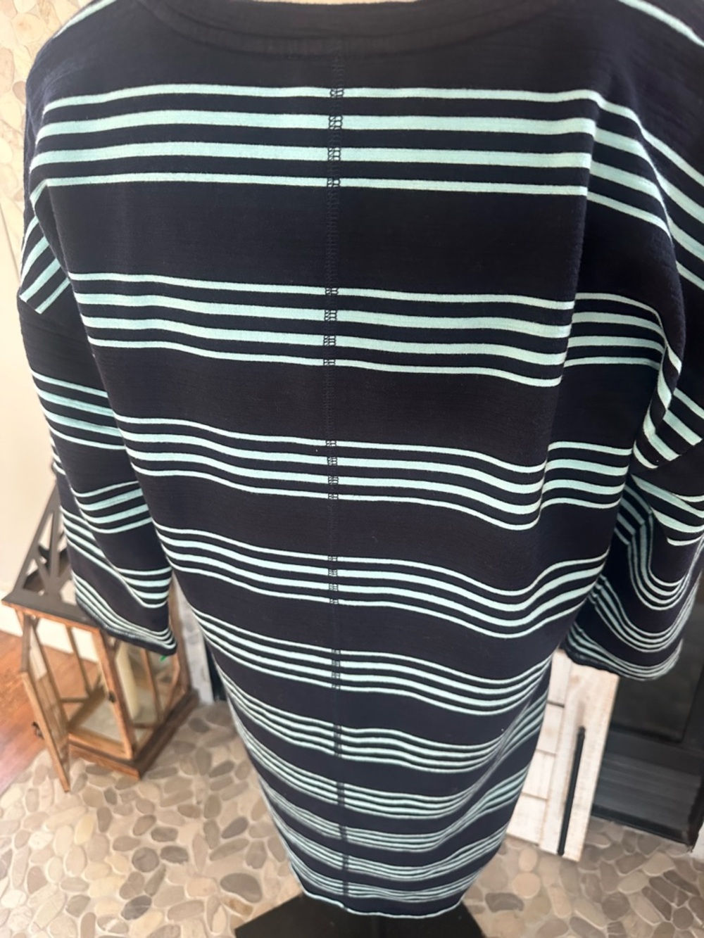 Talbots Striped V-Neck Midi Dress in Navy and Light Blue - Picture 5 of 6